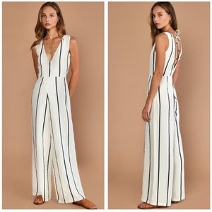 Anthropology Wide Leg Striped Jumpsuit